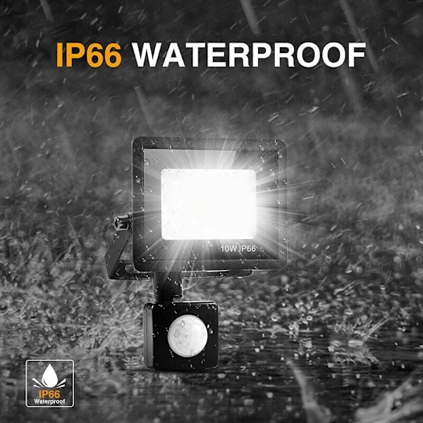 2 x 10W sikkerhetslys med PIR-bevegelsessensor, Smart LED Flood Li