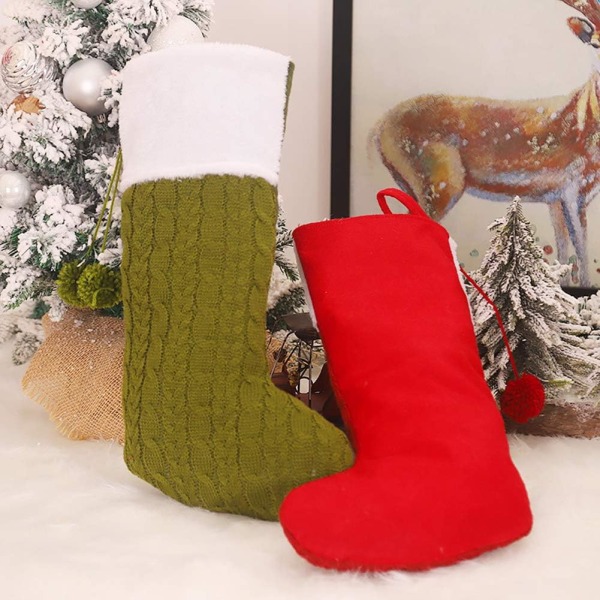 Santa Godis Presentpåse Julgransprydnad Julstrumpa Godis Presentpåse Behållare Trädhängande hänge Dekoration Grön Green