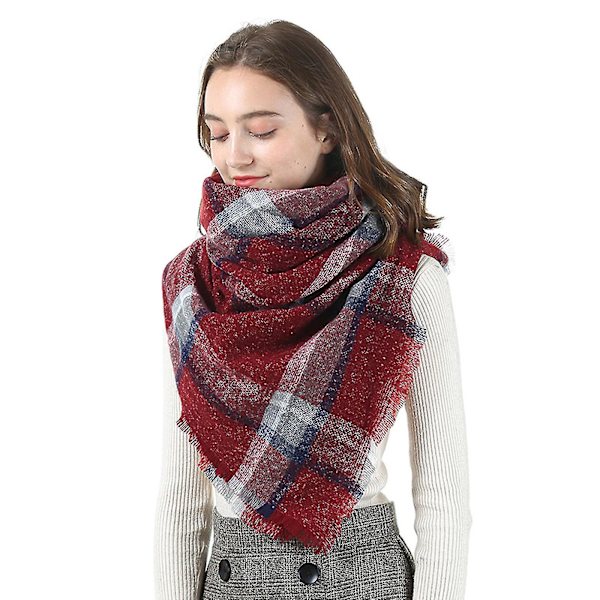 140*140 cm Kvinner Cashmere Stripe Stort firkantet skjerf Sjal Tykt Hold Varm Skjerf