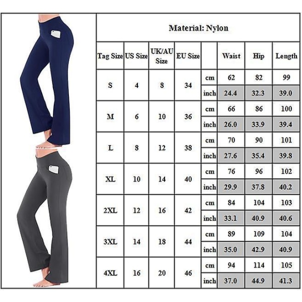 Vanlige elastiske yogabukser med høy midje for kvinner Pustende Komfortabel Full lengde Bukser med brede ben Sommer uformelle blussbukser Grå Grey XL