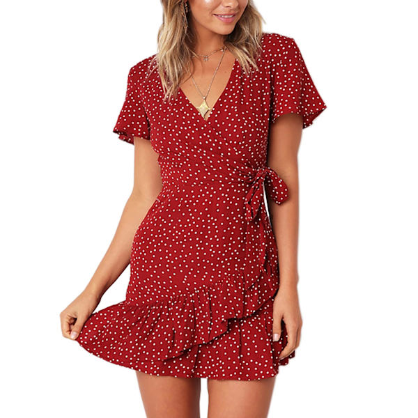 Sommer Kvinder Print Kjole V-hals Casual Short