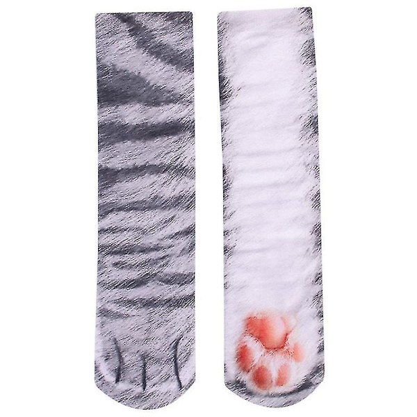 3D Morsomme Unisex Stretch Print Animal Runde Sokker Grey Cat
