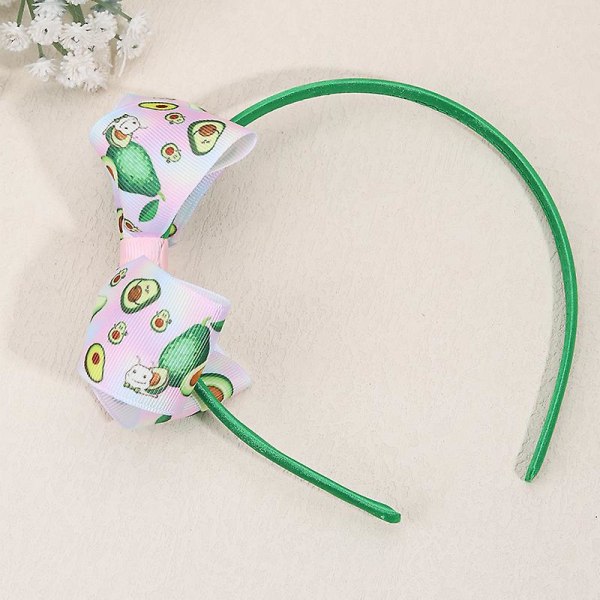 6 st Girls Bow Pannband Hårband Fruit Print Ha