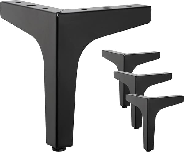 4-pak 10 cm sorte metalmøbelben - til skabe, sofa,