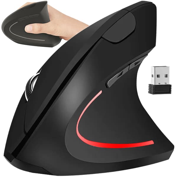 Vertikal Datormus - Ergonomisk - Trådlös Black Svart