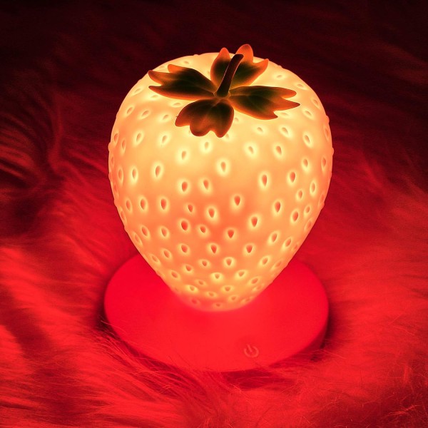 Strawberry Night Light, Søt Silikon Strawberry Lamp Nursery