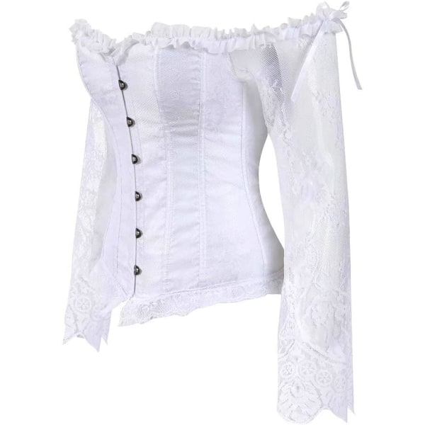 Korsetter för kvinnor Overbust Bustier Top Gothic Sexy Shoulder 8127white 8127white L