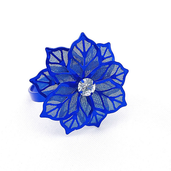 Hollow Out Flower Serviettringer Sett med 20 for bryllupsfest Høytidsbankett Julemiddag Delikat serviettspenner Dekor Favor () Royal Blue