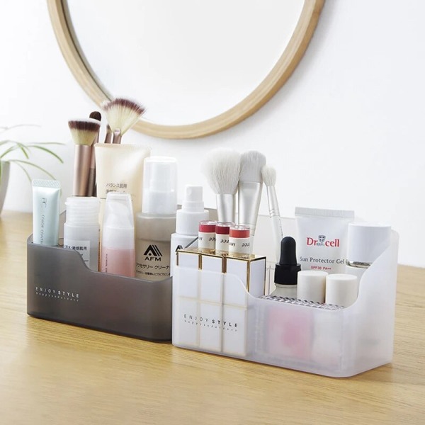Desktop Make-up oppbevaringsboks Forskjellige beholdere gjennomsiktige transparent without grid