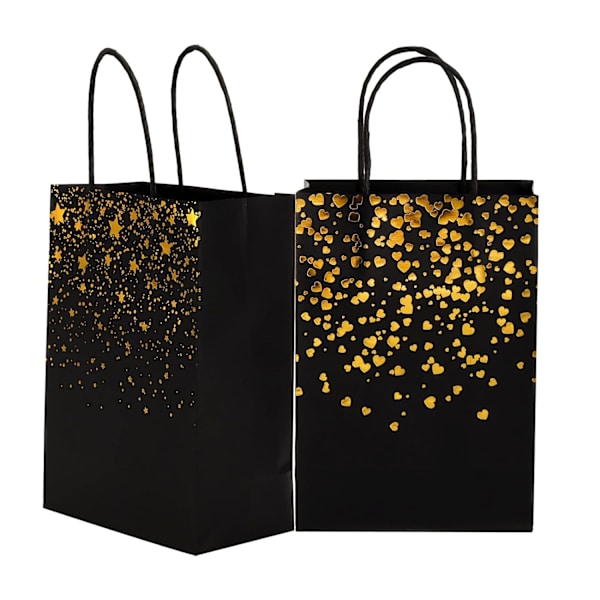 60-pack papperspresentpåsar, 8,3 x 5,9 x 3,1 tums presentpåsar i svart guld