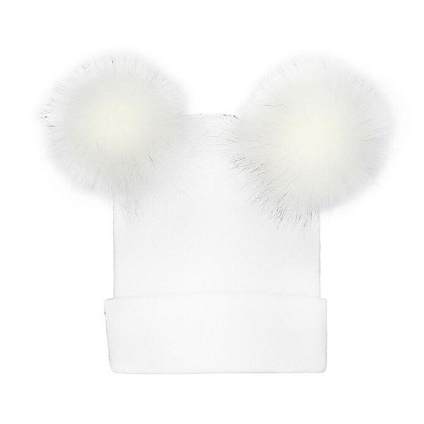 Talven lämpimät neulotut pipot Pehmeä tekoturkis Double Pom Beanie Musta