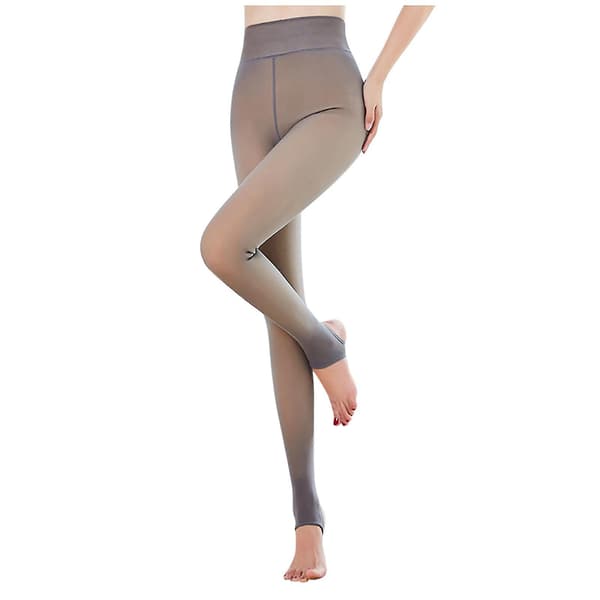 Modeben Fake Translucent Ladies Hold Warm Solid Fleece Tights