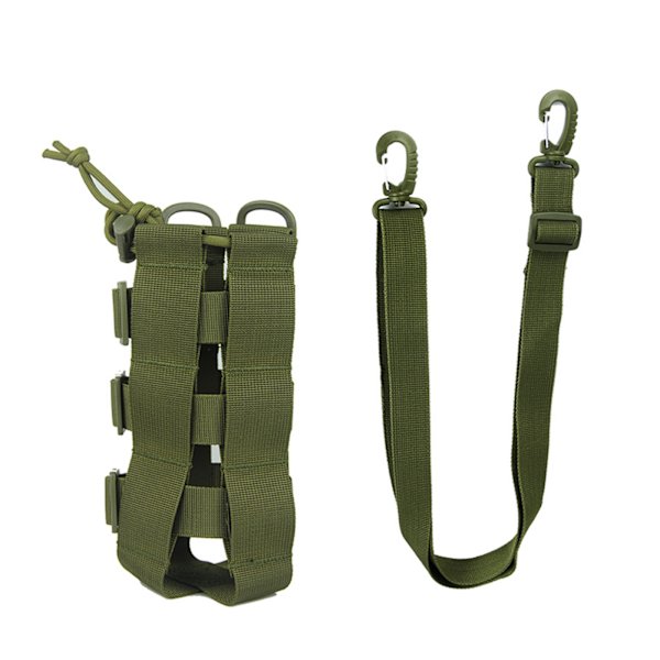 Multifunksjonell vannflaskeholderpose Justerbar vannkoker med doble fatspenner utendørs Grønn Green With Shoulder Strap