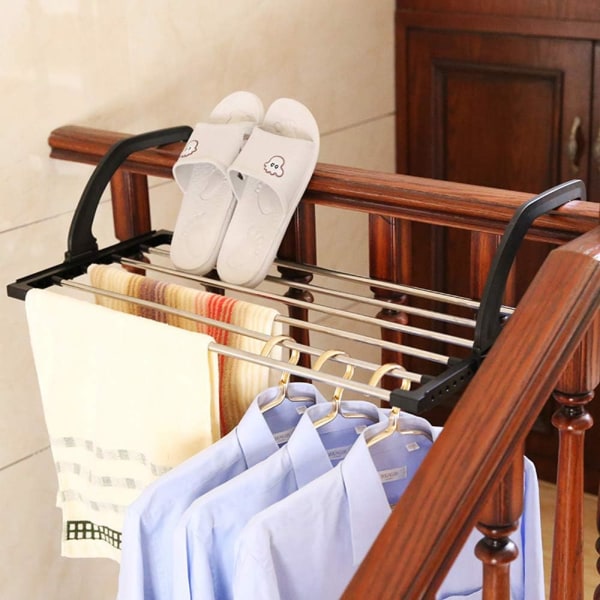 Vikbar torkställning för kläder Balkong i rostfritt stål Häng på kylarfönster Badkar för att hänga torra våta kläder för tvätt (40X32cm)