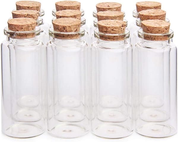 30x50 mm 20 ml miniburkar glasflaskor med träkork (12)