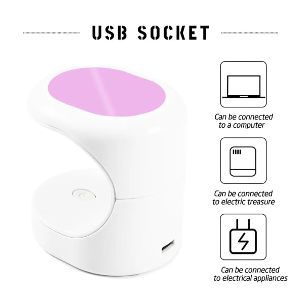 16W UV LED-lampa Nail Art Torklampa Mini Portable Pink
