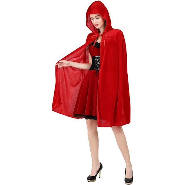 Rødhætte kostume til kvinder Red Cape Cloak Halloween
