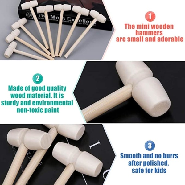 10 stk Mini træhammer til chokolade, knækkelig hjertehammer, naturlig mini hammer DIY træhammer chokolade