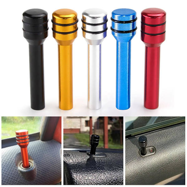 5 väriä alumiiniseoksesta valmistettu auton turvalukon tappi Universal Sopii autorekille Black