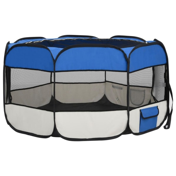 vidaXL Hopfällbar hundhage med väska blå 125x125x61 cm blue