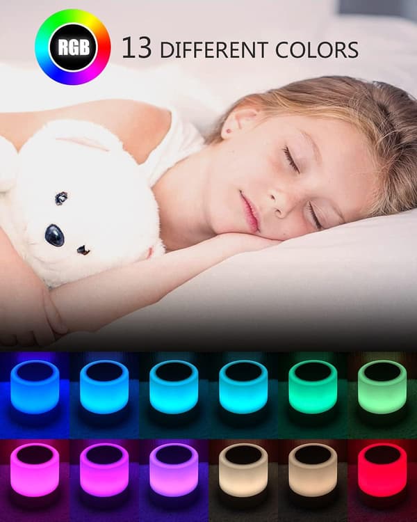 Mini Led Night Light, Farverig sengelampe, Touch Night Light