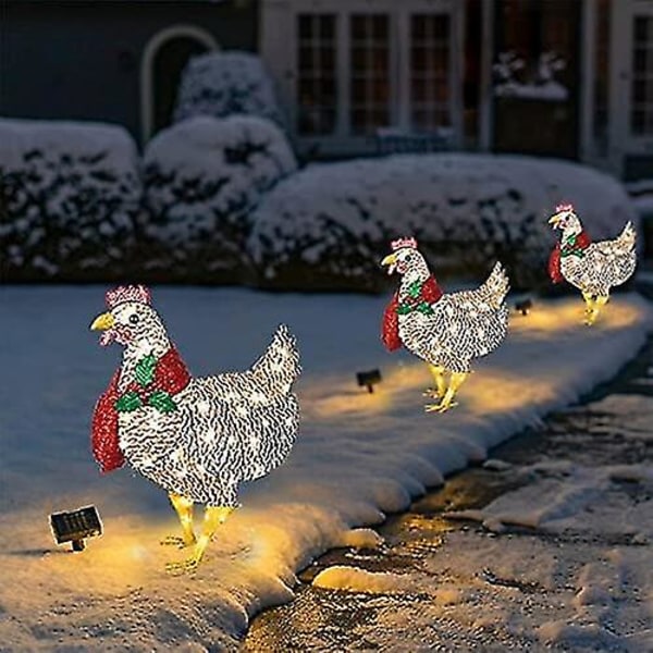 Ljus upp kyckling med halsduk semesterdekoration, led jul utomhusdekorationer Small