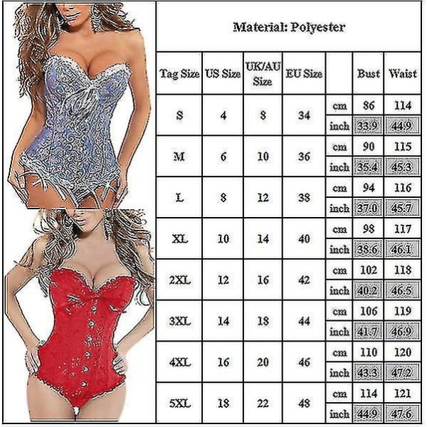 Dam Retro Lace Up Bened Overbust Corset Bustier Bodyshaper hapewear Tops-C_h Blue Blue S