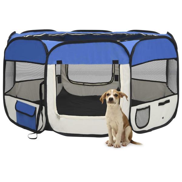 vidaXL Sammenleggbar hundepenn med veske blå 125x125x61 cm blue