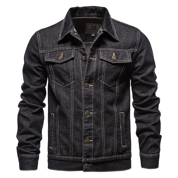 Vår høst herre dongerijakke Uformell slank jakke herre dongerijakke#axsl1089 Svart Black 4XL