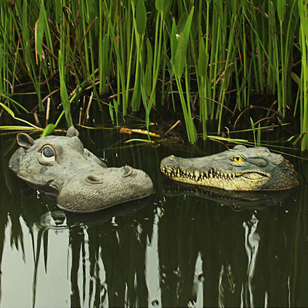 Flytande för krokodil för huvudet Vatten lockbete Simulering Realistisk Alligator Damm Pool Trädgård Konstdekoration