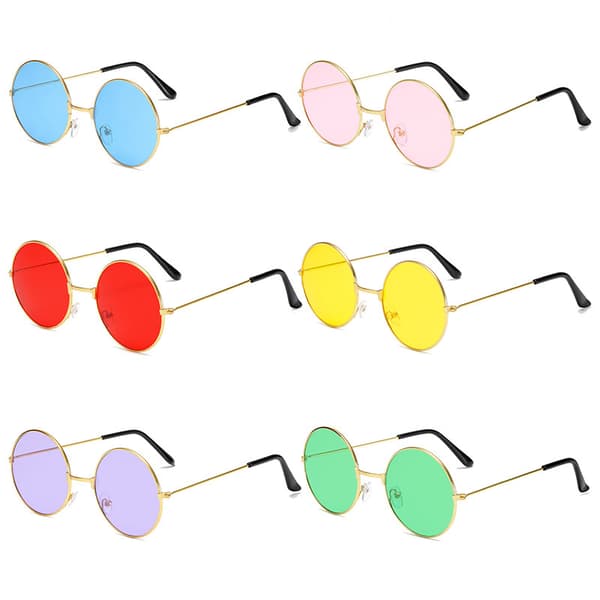 6 par retro runde solbriller Bright Trend runde briller