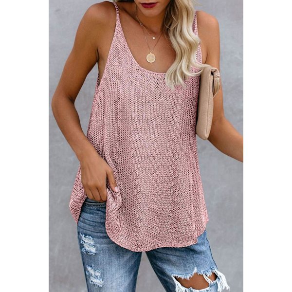 Casual Strikket Tank Top For Dame Sommer Ermeløse Cami skjorter