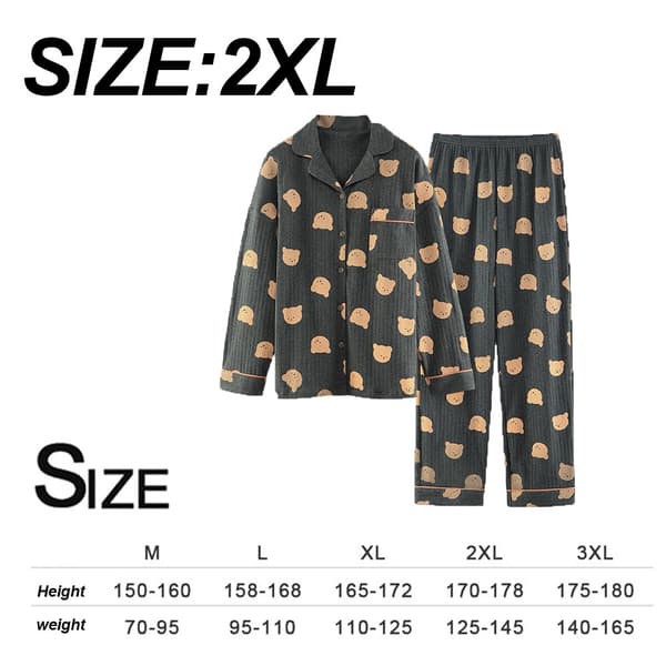 Sovkläder Pyjamas Dam vår och höst bomull långärmad tunn XXL