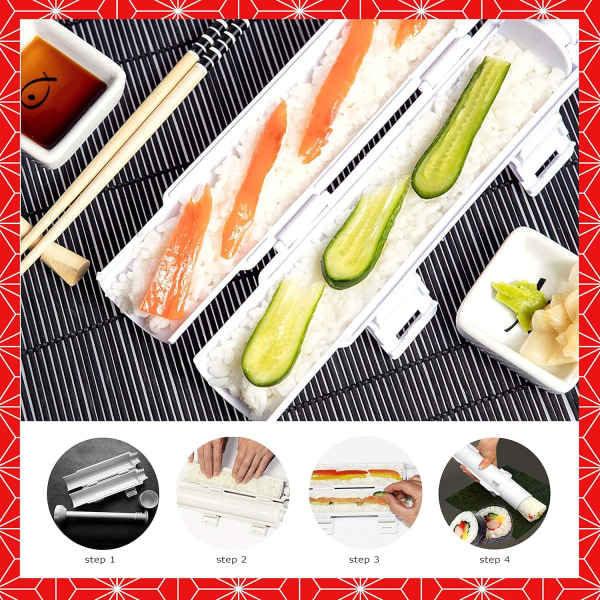 Sushitillverkningssats, allt i ett Sushi Bazooka Maker med bambu