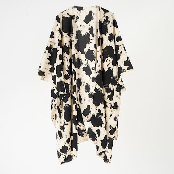 Dame blomsterprint Kimono cardigan løst badetøj Coverup Casual strand badedragt toppe Sexet badetøj Black