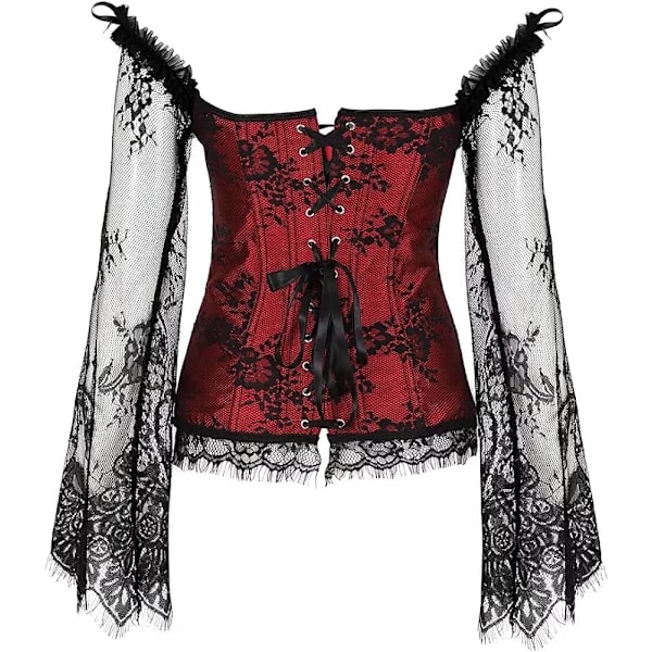 Naisten korsetit Overbust Bustier Top Gothic Sexy Shoulder 8127red 8127red 5XL