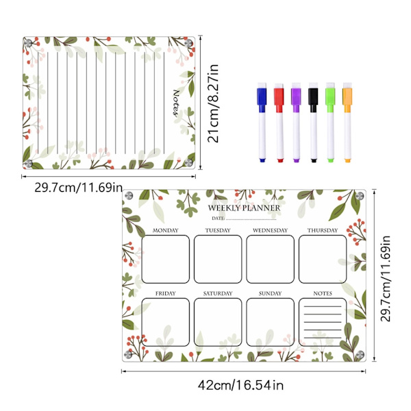 Akryl Magnetic Weekly Planner Kalender för Kylskåp Dry Erase Board null - TYU056 null - TYU056 Combination