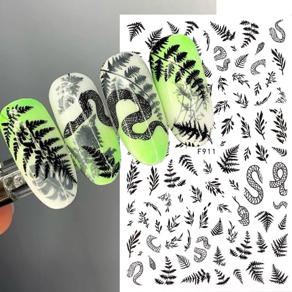 Black Rose Nail Art självhäftande klistermärke 3D självhäftande nageldekaler Art