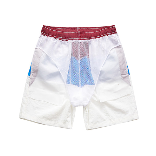 1/2/3/5 Hengittävät ja tyylikkäät miesten shortsit - kesään, viininpunainen ja musta L, Wine Red and Black L,1 1 Pc