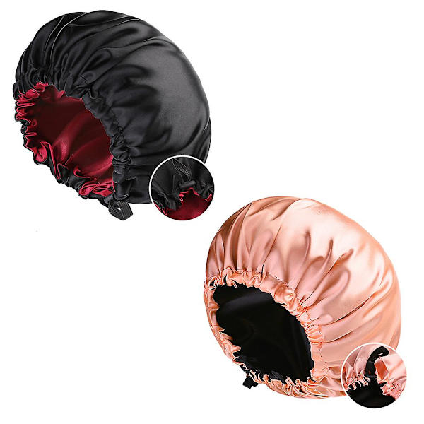 Vendbare Vanntett Silky Satin Justerbare Natthetter (rosegull+rød) 2 stk color 8