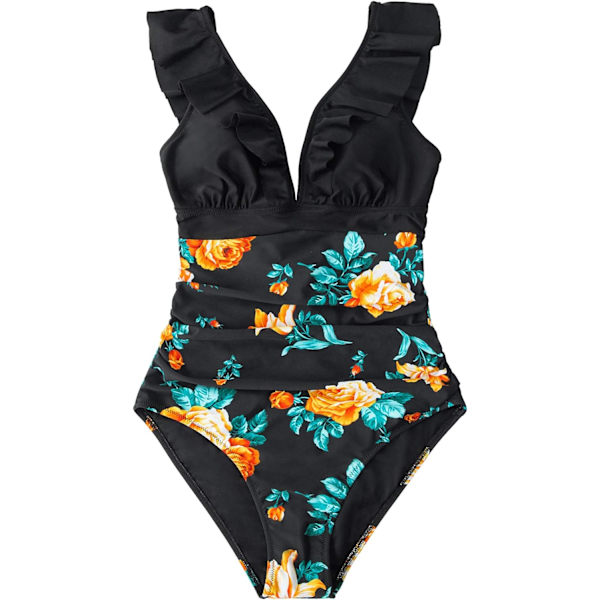 Dame V-hals One Piece Badedrakt Ruffled snøring