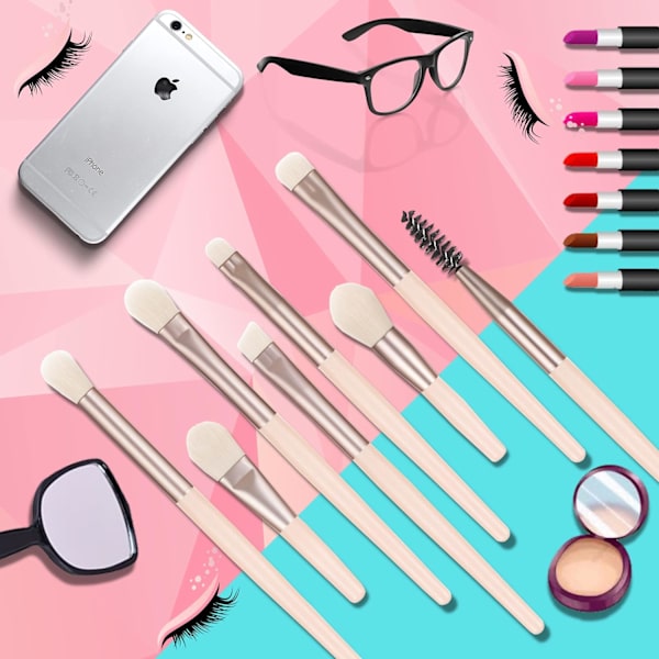 Make-up børster, 8 komplette professionelle make-up værktøjer og mere