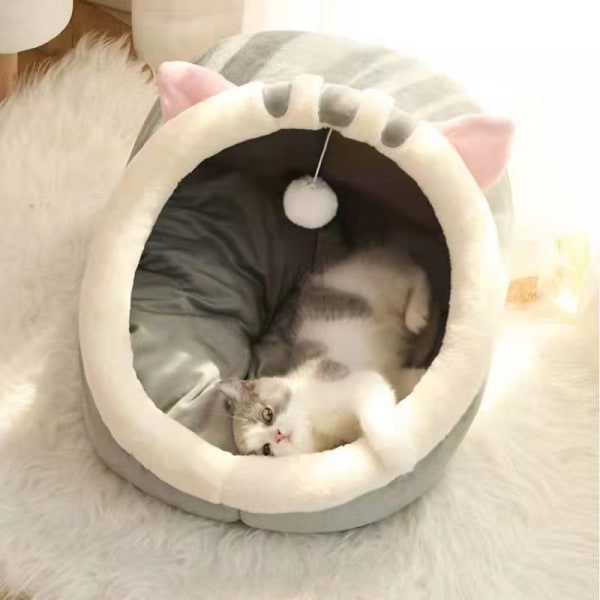 Mjuk varm kattsäng Löstagbar söt design med en hängande hårbollssäng för husdjur med anti-halk botten Pink Rabbit Pink Rabbit S