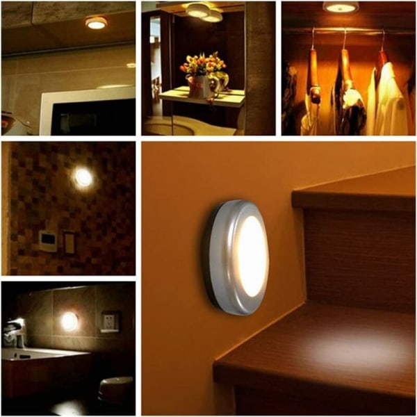 LED skap/skap 6 natt skap lys LED bevegelsessensor lys med magnetisk sokkel white