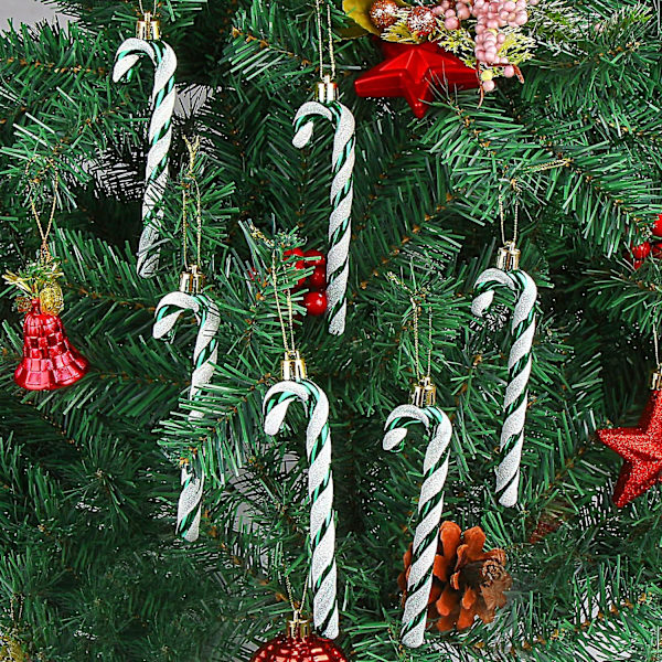 6 kpl Christmas Glitter Candy Cane Muoviset Candy Cane joulukuusenkoristeet Green