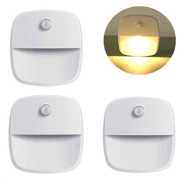 1/3stk Bevægelsessensor Lys LED Natlys VARM LYS X3 VARM