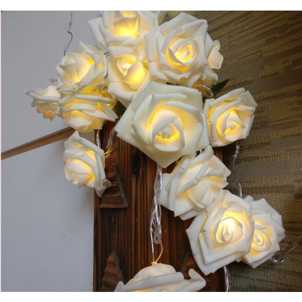 3m 20 LED batteridrevet Fairy Lights White Roses 5cm