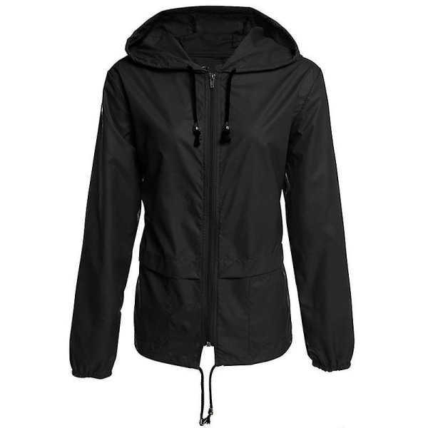 Letvægts regnfrakke til kvinder, bærbar vandtæt hættetrøje med lynlås regnjakke til 2XL 2XL C
