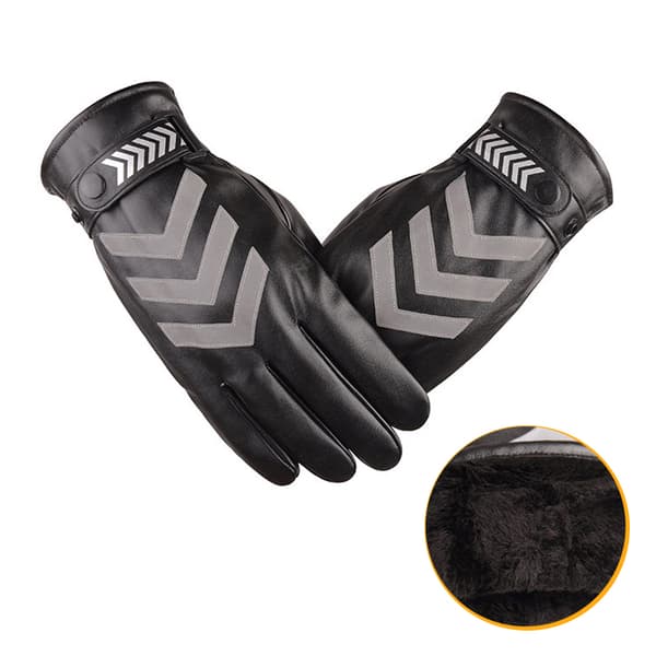 Vinter Herr PU Läder Vante Håller Varm Vindtät Outdoor Reflec Black