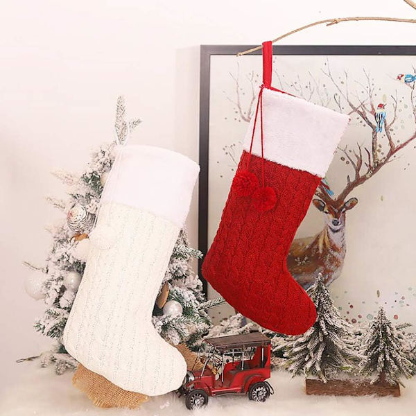 Santa Godis Presentpåse Julgransprydnad Julstrumpa Godis Presentpåse Behållare Trädhängande hänge Dekoration Vit White